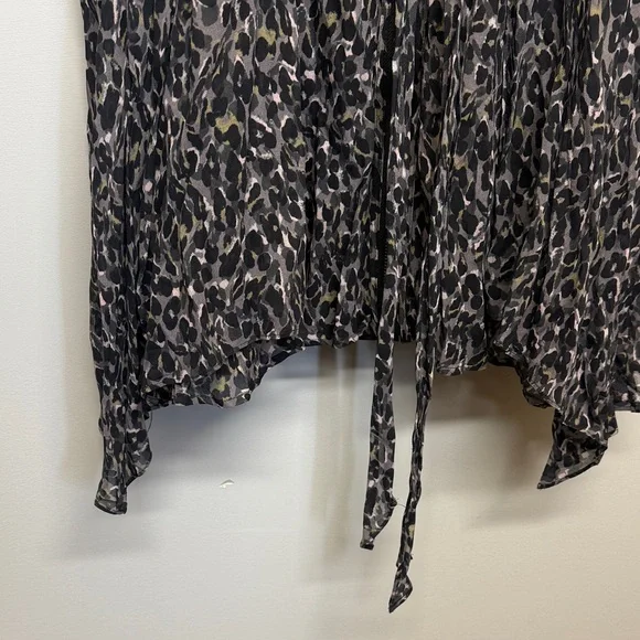 All Saints Black and Gray Flowing Animal Print Zip Midi Tie Dress - Picture 6 of 7